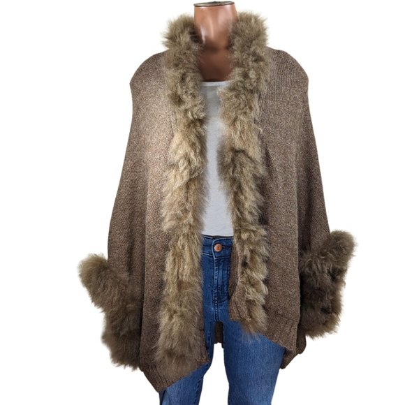 Simply Natural Designs Sweaters - Simply Natural Designs NWT One Size Open Front Brown Alpaca Cardigan Sweater